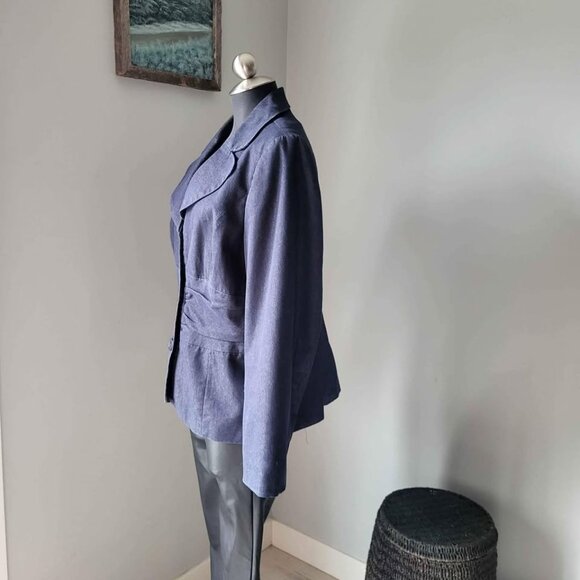 CLEO Denim Blazer Jacket Sz 14- 1X  Petite - Picture 4 of 10